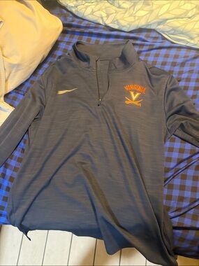 Nike Navy and Orange Virginia Cavaliers 1/4 Zip Pullover